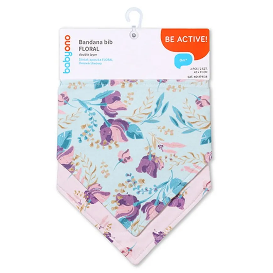 Apaszka, śliniak bawełniany Floral 2 szt BabyOno 879/16
