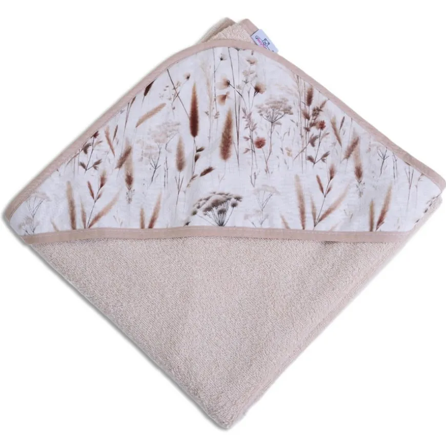 Bambusowe okrycie kąpielowe 100x100 cm Bamboo Design/ beżowa łąka - Baby Matex