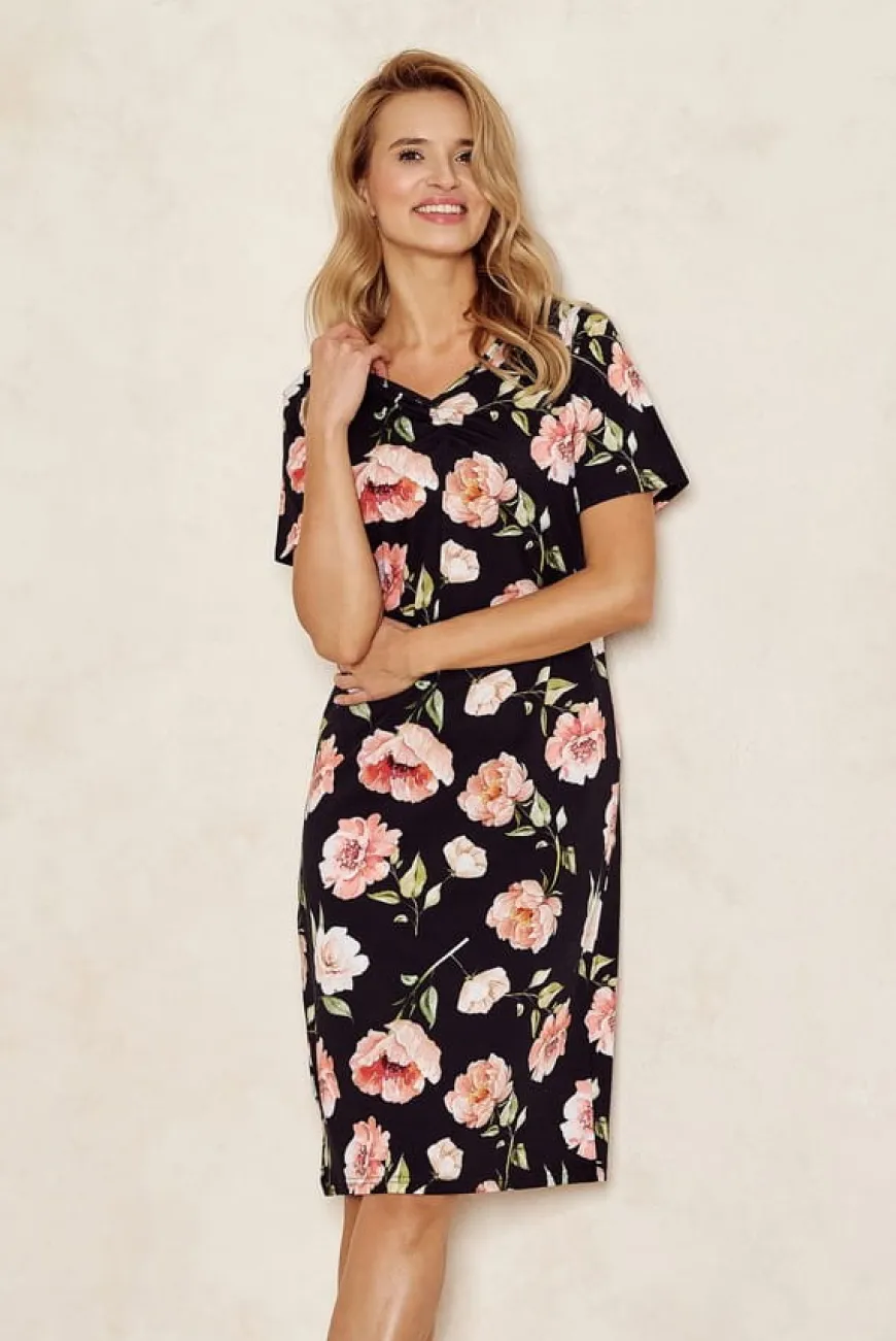 Bawełniana koszula nocna w kwiaty - Peony | Taro 3134