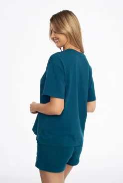 Bawełniana piżama damska Abstract - Dark turquoise | Henderson 41314