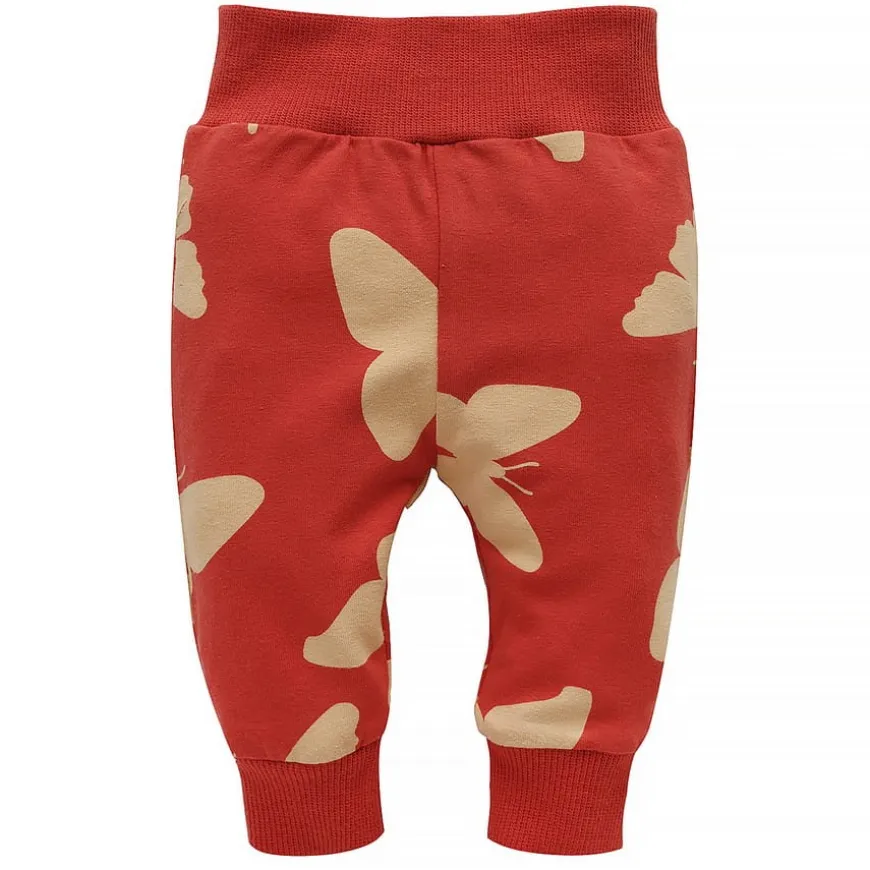 Bawełniane legginsy / spodnie czerwone w motyle dla dziewczynki - Imagine | Pinokio