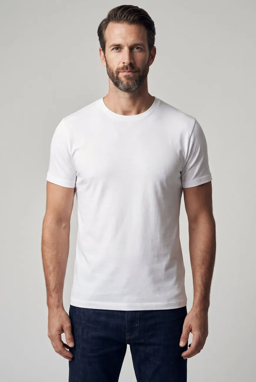 Biały T-SHIRT MĘSKI REGULAR FIT Linia Premium - Dolce Sonno