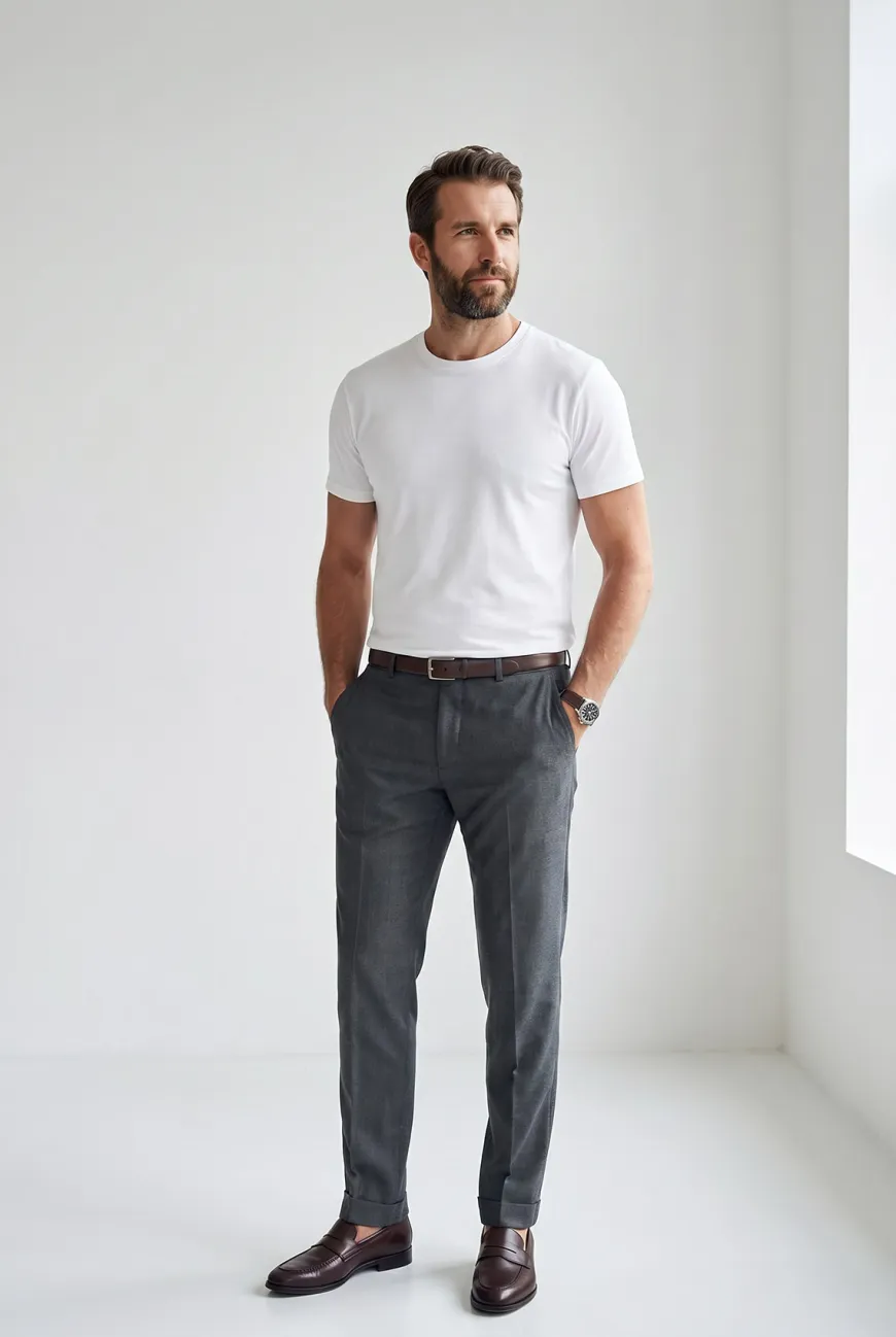 Biały T-SHIRT MĘSKI REGULAR FIT Linia Premium - Dolce Sonno