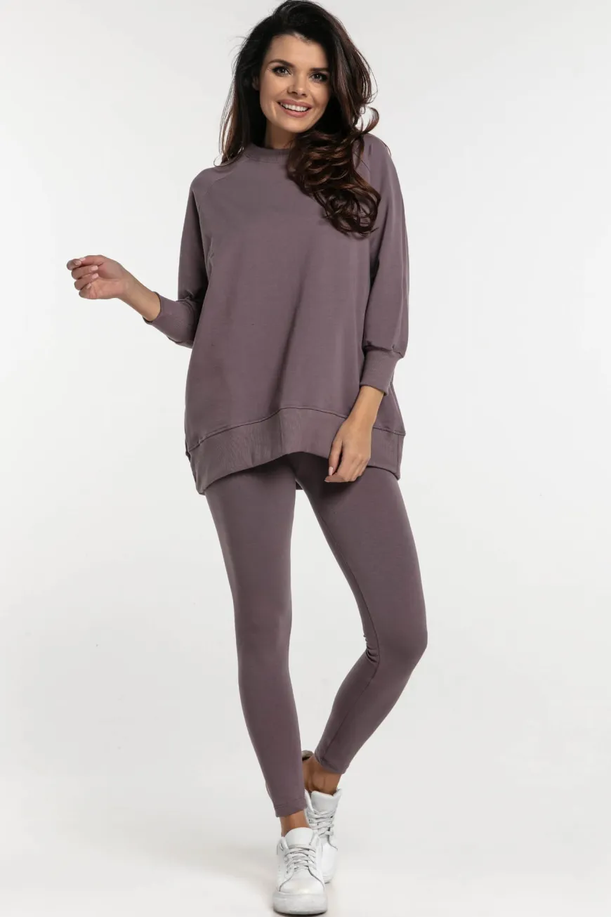 Bluza dresowa damska z rękawem 3/4 Simple/Moor - Dolce Sonno