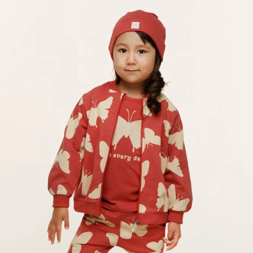Bluza dziewczęca rozpinana czerwona w motyle - Imagine | Pinokio