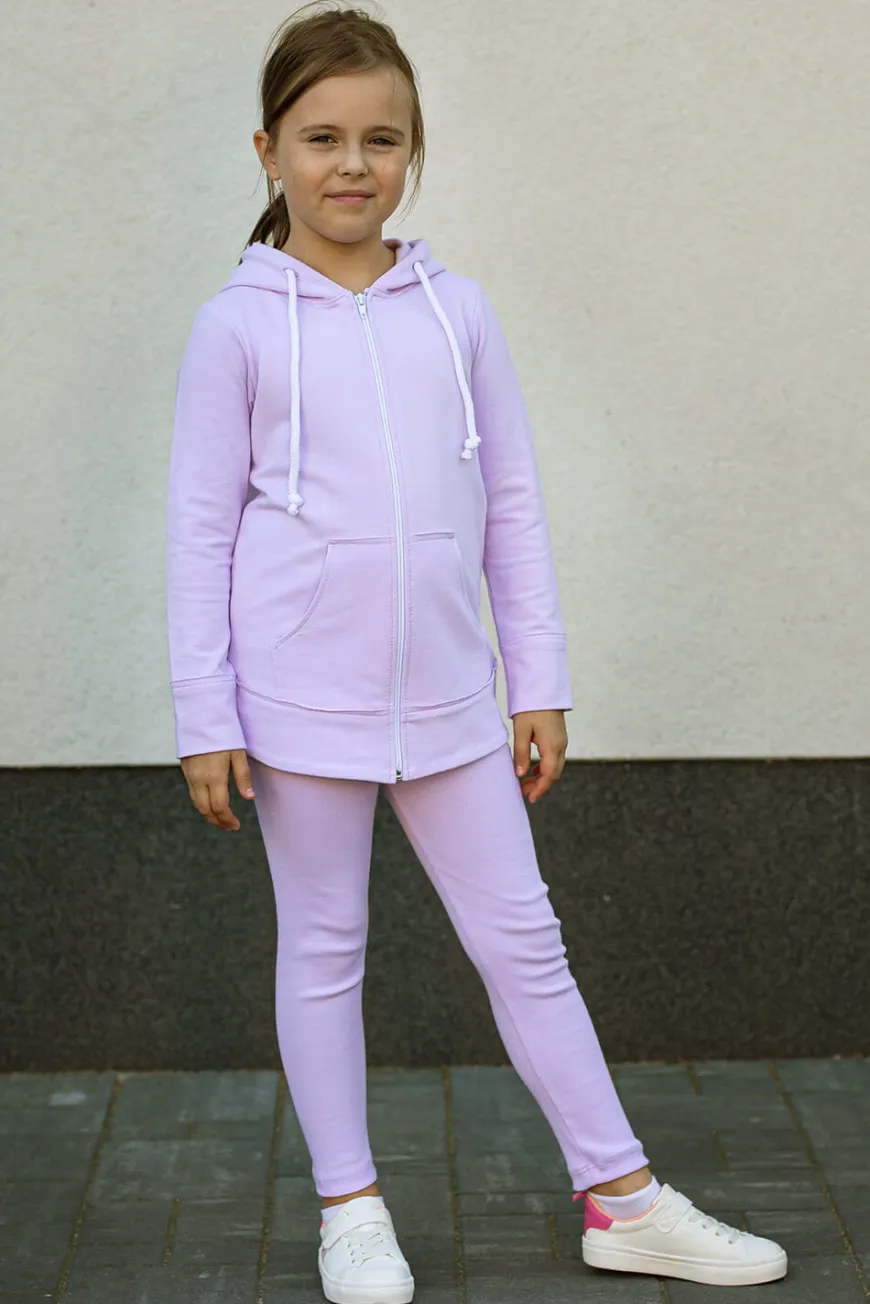 Bluza dziewczęca z kapturem rozpinana Cocco/Lilac - Wualaa by dolce sonno