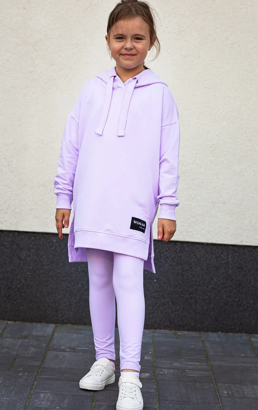 Bluza dziewczęca z kapturem z asymetrycznym dołem Little Eva/Lilac - Wualaa by dolce sonno