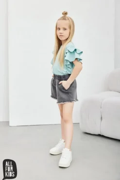 Bluzka dziewczęca z falbanami miętowa - All for Kids