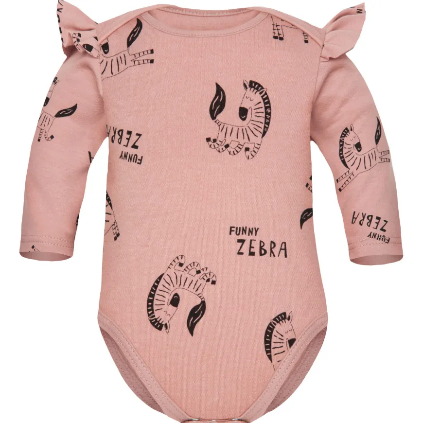 Body dziewczęce z długim rękawem Funny Zebra Blush - Dolce Sonno