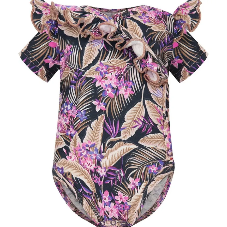 Body kopertowe z krótkim rękawem dla dziewczynki Exotic Flowers - Dolce Sonno