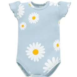Body z krótkim rękawem niebieskie w stokrotki - Daisy | Pinokio