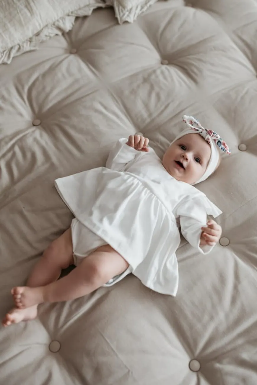 Body z sukienką dla niemowlaka białe - Dolce Sonno