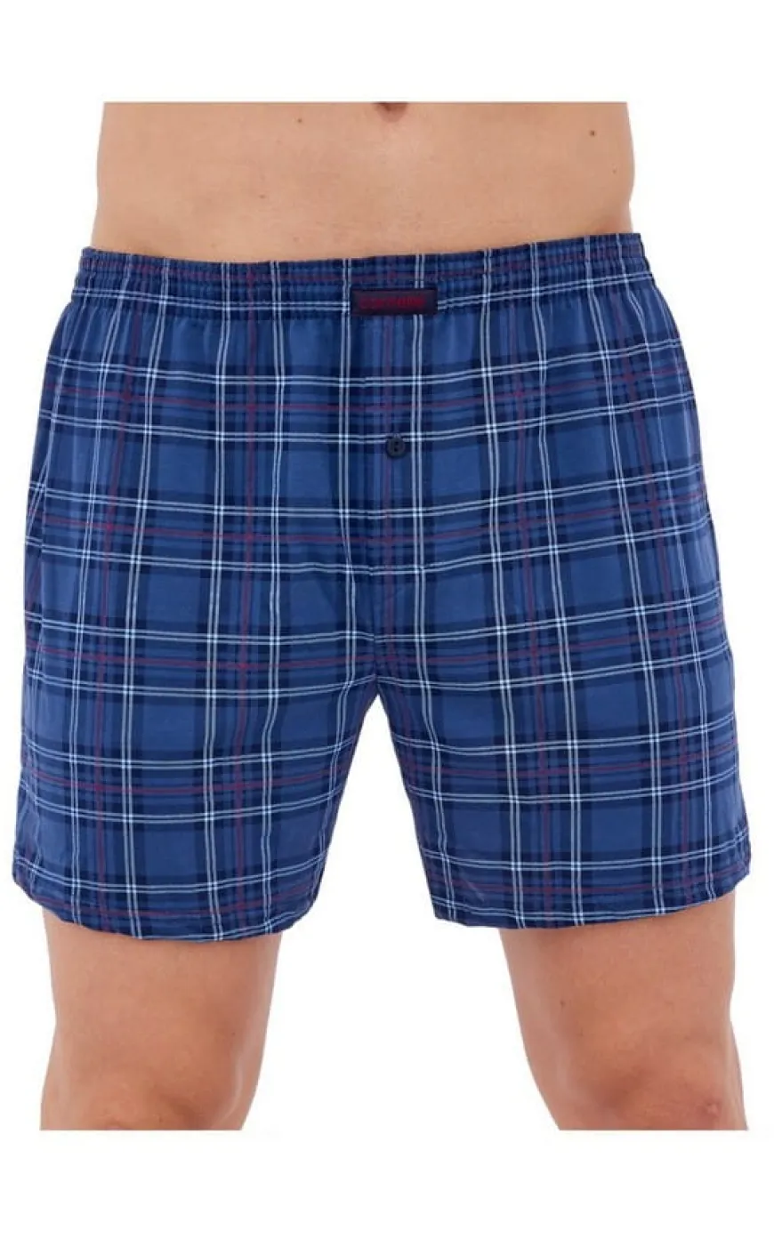 Bokserki męskie klasyczne bawełniane Comfort - jeans kratka | Cornette 002/292