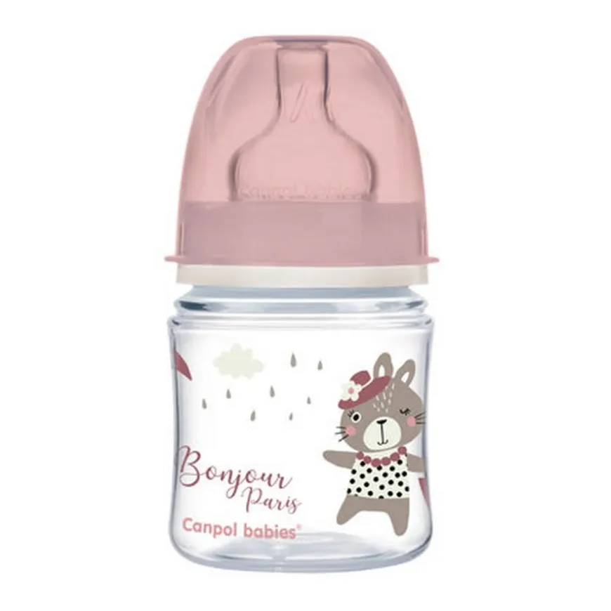 Butelka antykolkowa 120ml szeroka Bonjour Paris - różowa | Canpol 35/231