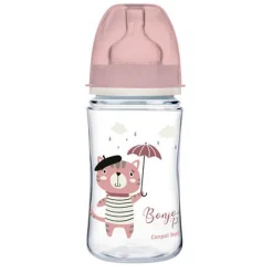 Butelka antykolkowa 240ml szeroka Bonjour Paris - różowa | Canpol 35/232
