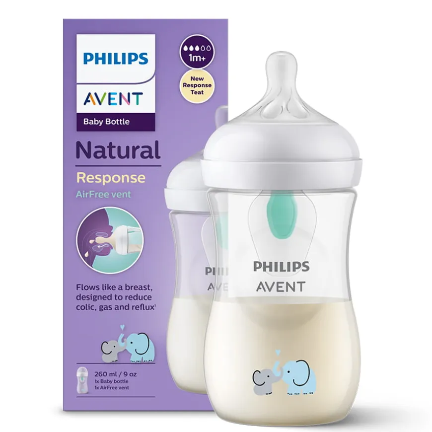 Butelka do karmienia, antykolkowa Philips Avent Natural Responsywna Dekor 260ml + smoczek 1m+