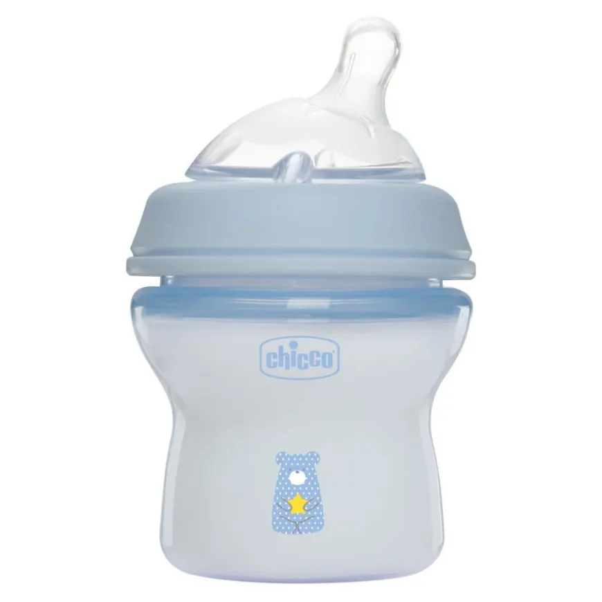 Butelka Natural Feeling plastikowa Chicco do karmienia od pierwszych dni życia 150ml Niebieska