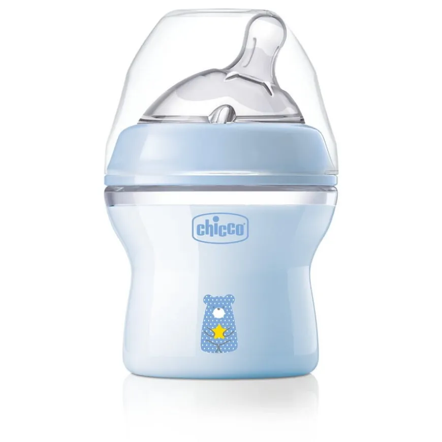 Butelka Natural Feeling plastikowa Chicco do karmienia od pierwszych dni życia 150ml Niebieska
