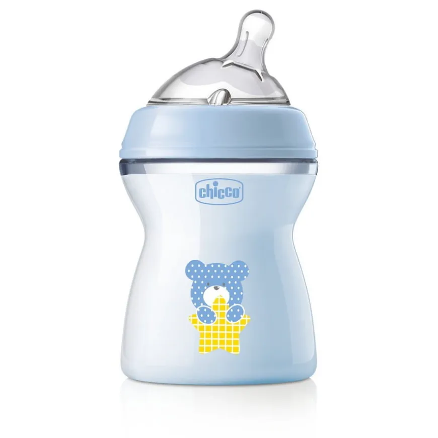 Butelka Natural Feeling plastikowa Chicco do karmienia 2m+ 250ml niebieska