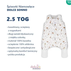 Całoroczny śpiworek bawełniany dla dziecka z nogawkami 2,5 TOG Sarenki | Dolce Sonno