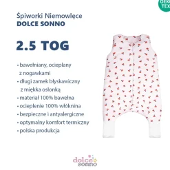 Całoroczny śpiworek bawełniany dla dziecka z nogawkami 2,5 TOG Sweet Cherry | Dolce Sonno