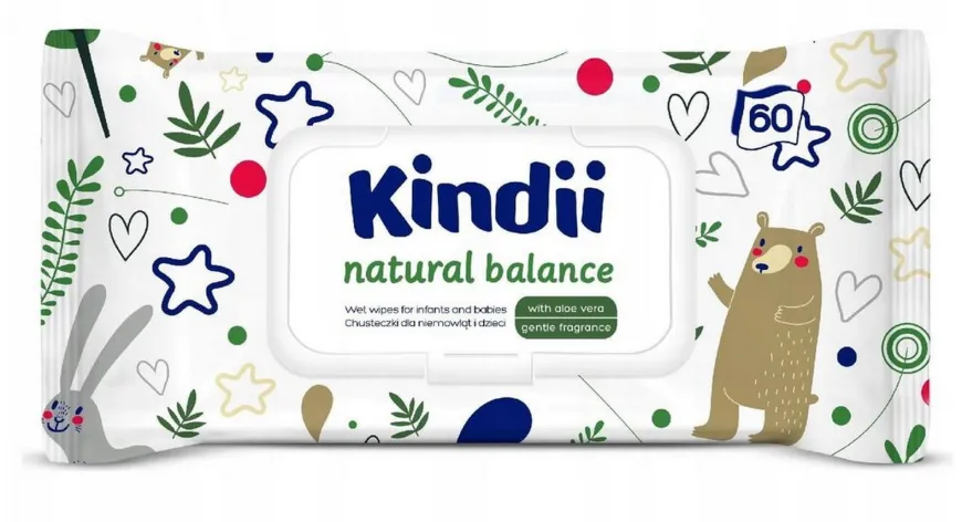 Chusteczki nawilżane dla niemowląt i dzieci 60 szt. Kindii Natural Balance