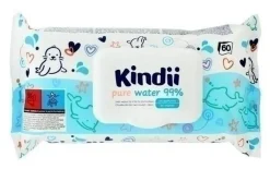 Chusteczki nawilżane wodą dla niemowląt i dzieci 60 szt. Kindii Pure Water 99%