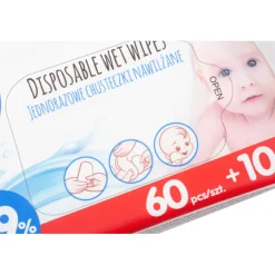 Chusteczki nawilżane 99% wodą, jednorazowe dla dzieci - Akuku