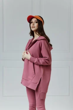 Comfort & Luxury -  Długa bluza na ekspres z kapturem Layla Malaga