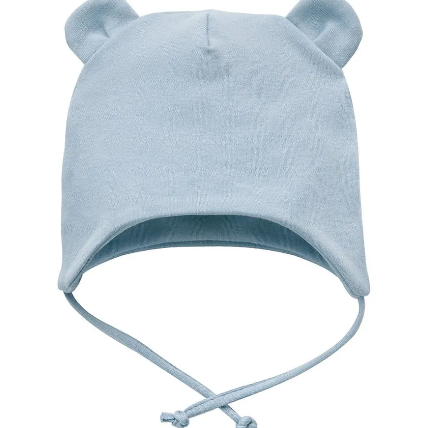 Czapka bawełniana dla niemowląt wiązana pod szyją z uszami misia Baby Blue - Lovely Day | Pinokio