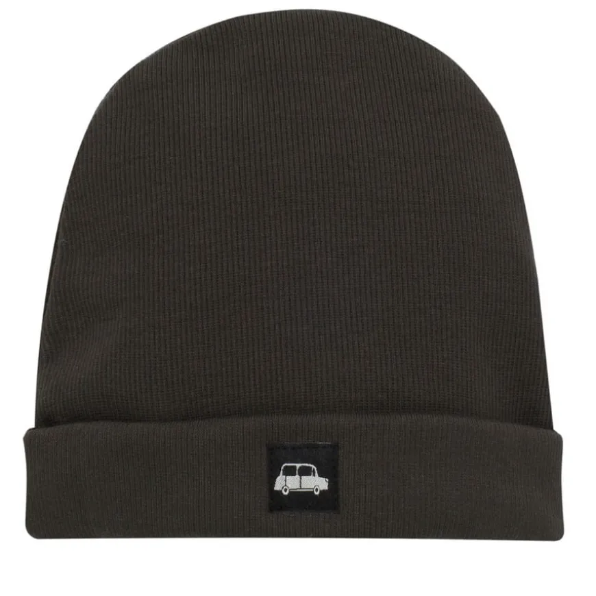 Czapka dziecięca beanie z prążkowanej bawełny - Old Cars Pinokio