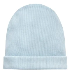 Czapka dziecięca beanie z prążkowanej bawełny niebieska - Daisy Pinokio