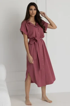 Długa koszula nocna na guziki Ingrid/ Malaga - Dolce Sonno