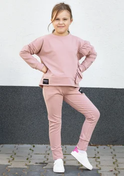 Dziewczęca bluza dresowa z falbaną Lolly/Blush - Wualaa by dolce sonno