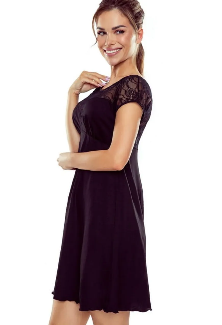 Efektowna koszulka nocna First Lady Catalina - czarna | Eldar
