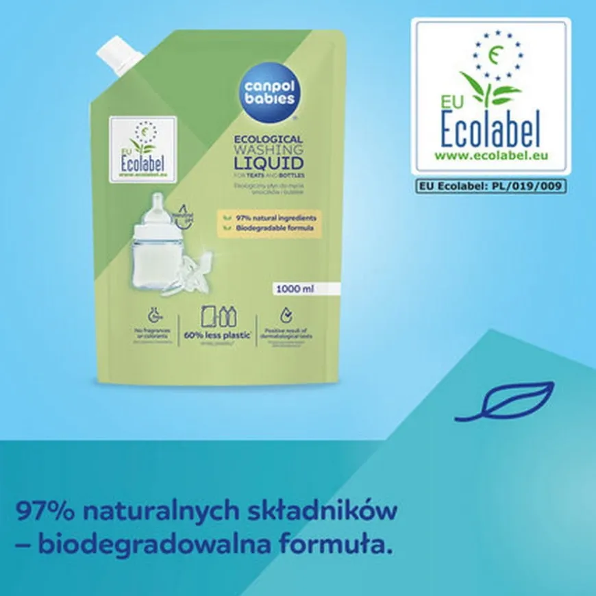 Ekologiczny płyn do mycia butelek i smoczków - opakowanie uzupełniające 1000ml Canpol