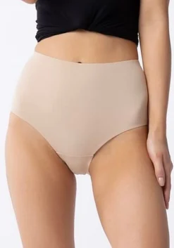 Figi damskie bezszwowe Amber Maxi - beżowe | Julimex