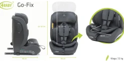 Fotelik samochodowy GO FIX 76 - 150cm DARK GRAPHITE I-SIZE 4BABY