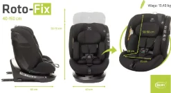Fotelik samochodowy ROTO-FIX 40 - 150cm BLACK I-SIZE 4BABY