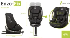 Fotelik samochodowy z obrotową bazą ENZO-FIX 40 - 150cm BLACK I-SIZE 4BABY