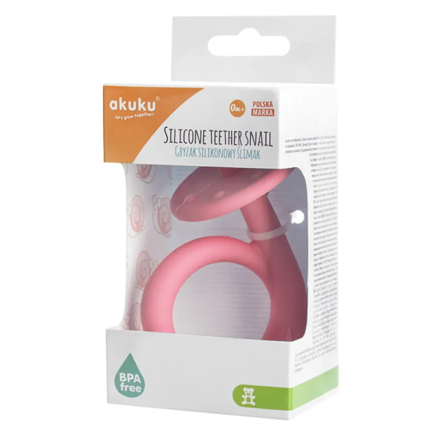 Gryzak silikonowy Ślimak Pink Akuku A0115 - Akuku