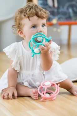 Gryzak silikonowy z grzechotką ślimak teal | Mombella  00604
