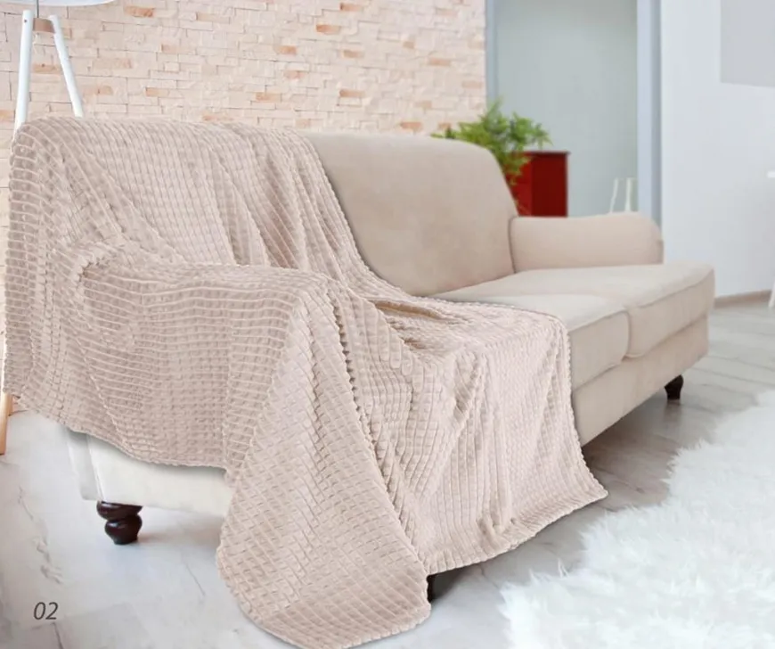 Koc wytłaczany 150x200cm Diamond - Kremowy | Matex TM0421 02