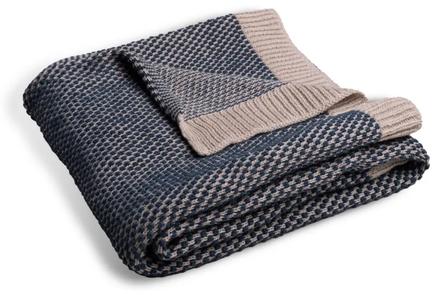 Kocyk dla niemowląt, bawełniany 80 x 100 cm Mini Rattle od BabyMatex - Granatowy