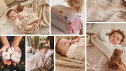 Kocyk niemowlęcy 100% Bawełna organiczna - beżowy | Babyono  1647/03