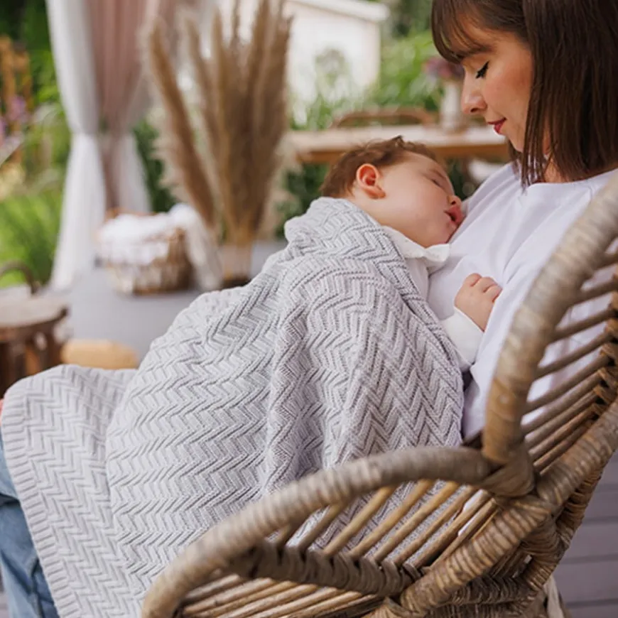 Kocyk niemowlęcy 100% Bawełna organiczna - szary | Babyono 1647/02