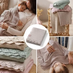 Kocyk niemowlęcy z włókna bambusowego 75x100 cm - beżowy | Babyono 1674/03