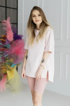 Kolarki,  krótkie legginsy prążkowane Dolly/Blush - Dolce Sonno