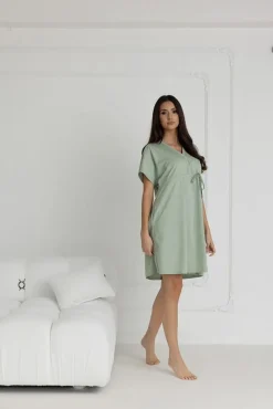Koszula nocna ciążowa i do karmienia Rebeca / Szałwia - Dolce Sonno