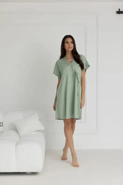 Koszula nocna ciążowa i do karmienia Rebeca / Szałwia - Dolce Sonno